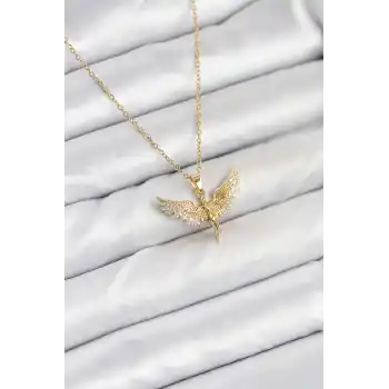 316L Çelik Zincir Gold Renk Melek Model Kadın Kolye