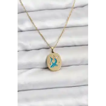 316L Çelik Zincir Gold Renk Shark Figür Kadın Kolye