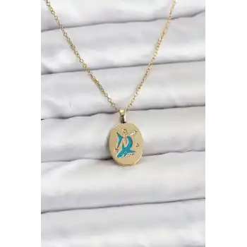 316L Çelik Zincir Gold Renk Shark Figür Kadın Kolye