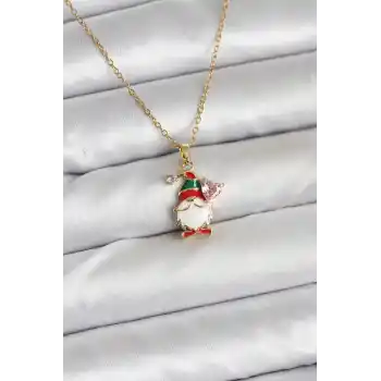 316L Çelik Zincir Gold Renk Yılbaşı Teması Kadın Kolye