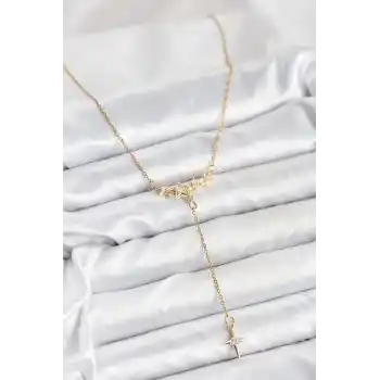 316L Çelik Zincir Gold Renk Yıldız Model Y Kadın Kolye