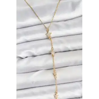 316L Çelik Zincir Gold Renkli Yıldız Model Kadın Y Kolye