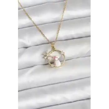 316L Çelik Zincir Gold Zirkon Taşlı Yılbaşı Temalı Kadın Kolye