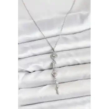 316L Çelik Zincir Gümüş Renk Kutup Yıldızı Enerji Model Kadın Y Kolye