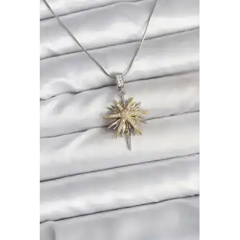 316L Çelik Zincir Gümüş Renk Kutup Yıldızı Model Kadın Kolye