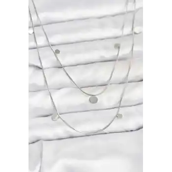 316L Çelik Zincir Gümüş Renk Pullu Kadın Kolye
