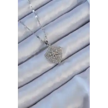 316L Çelik Zincir Gümüş Renk Zirkon Taşlı Kutup Yıldızı Kolye