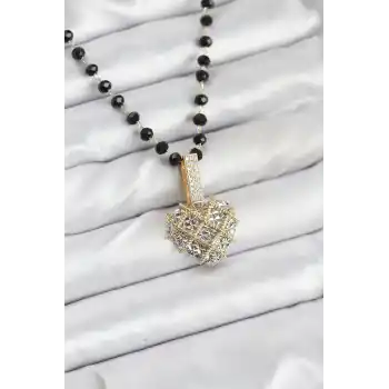 316L Çelik Zincir Kristal Boncuklu Kalpli Kadın Kolye