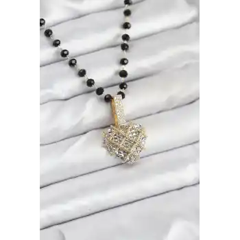 316L Çelik Zincir Kristal Boncuklu Kalpli Kadın Kolye