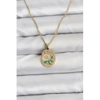 316L Çelik Zincir Papatya Figürlü Kadın Kolye