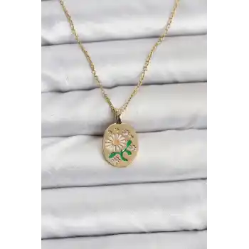 316L Çelik Zincir Papatya Figürlü Kadın Kolye