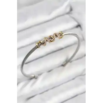 316L Çelik Zirkon Taşlı Model Gold Ve Gümüş Renk Kadın Bileklik