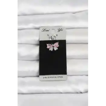 316L Cerrahi Çelik Pembe Fiyonk Model Göbek Piercing