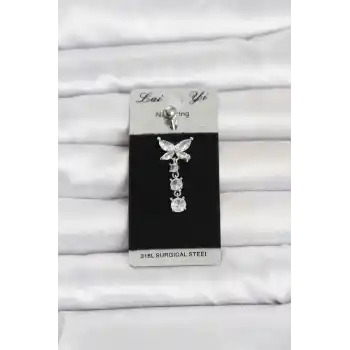 316L Cerrahi Çelik Sallantılı Kelebek Model Göbek Piercing