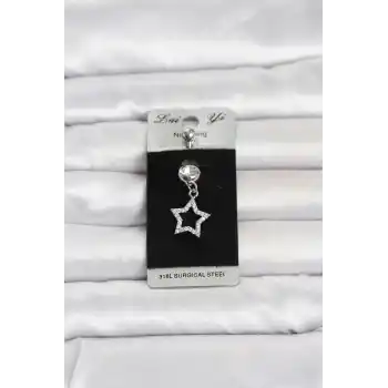 316L Cerrahi Çelik Sallantılı Yıldız Model Göbek Piercing
