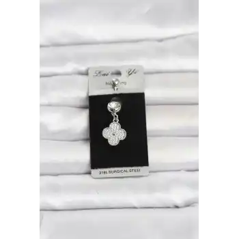 316L Cerrahi Çelik Sallantılı Yonca Model Göbek Piercing