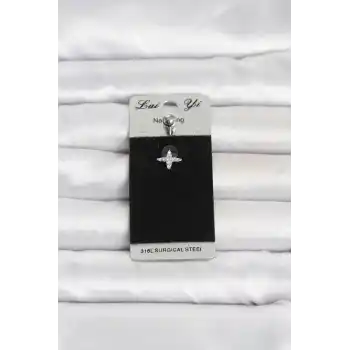 316L Cerrahi Çelik Yıldız Model Zirkon Taşlı Göbek Piercing