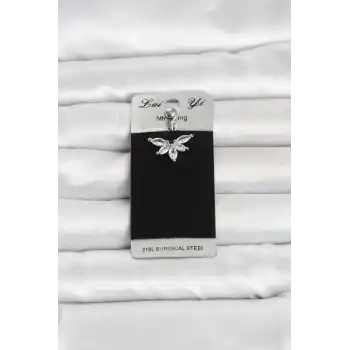 316L Cerrahi Çelik Zirkon Taşlı Göbek Piercing