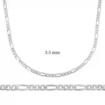 3.5 mm Gümüş Figaro Zincir - 100 mikron