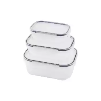 3PCS QUİCK SIZDIRMAZ SAKLAMA KABI SETİ ŞEFFAF KAP - BUĞULU-CONTALI KAPAK  500-1000-1700ML (5069)