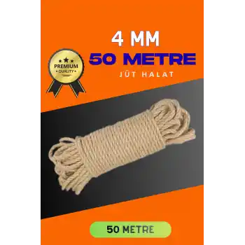 4 MM 50 Metre Jüt Halat Dekoratif Hasır İp Urgan Süs