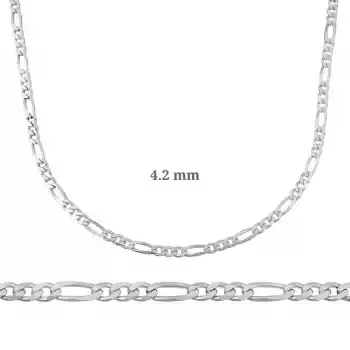 4.2 mm Gümüş Figaro Zincir - 120 mikron