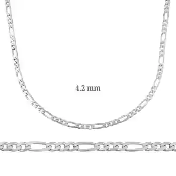 4.2 mm Gümüş Figaro Zincir - 120 mikron