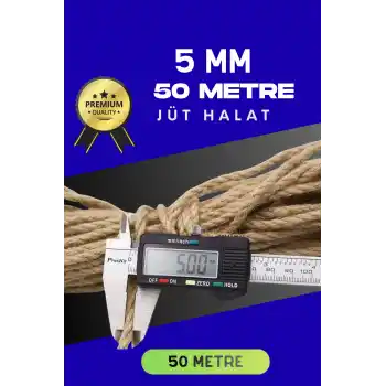 5 MM 50 Metre Jüt Halat Dekoratif Hasır İp Urgan Süs