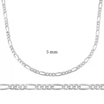 5 mm Gümüş Figaro Zincir - 140 mikron