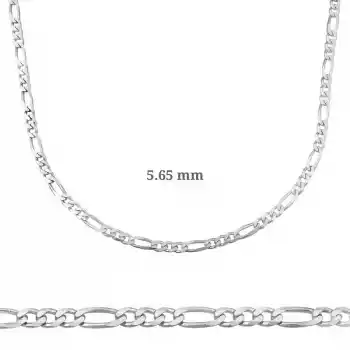 5.65 mm Gümüş Figaro Zincir - 160 mikron