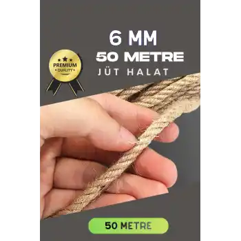 6 MM 50 Metre Jüt Halat Dekoratif Hasır İp Urgan Süs