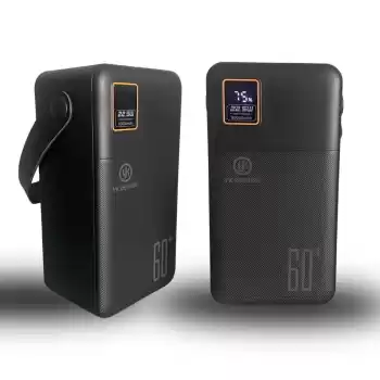 60000 mAh 5 Cep telefonunu Aynı Anda Şarj Edebilen Pil Ekranlı El Fenerli Hızlı Şarjlı Powerbank (5069)
