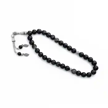 Doğal Siyah Akik Taşlı Tespih