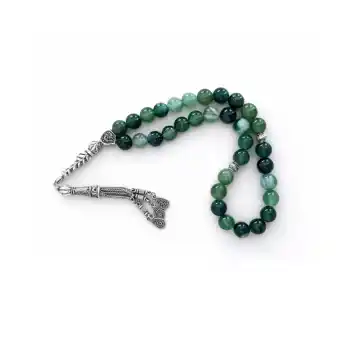 Yeşil  Akik Doğal Taş Tesbih