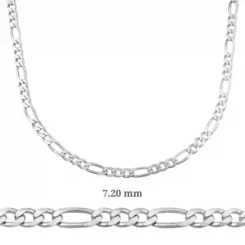 7.20 mm Gümüş Figaro Zincir - 200 mikron