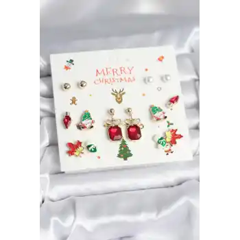 8 Çift Yılbaşı Temalı Kadın Küpe