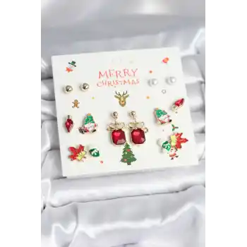 8 Çift Yılbaşı Temalı Kadın Küpe