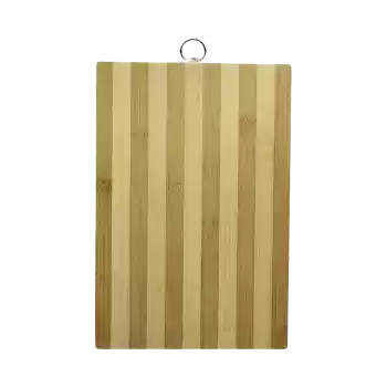 AHŞAP 20X30CM BEYAZ ÇİZGİLİ BAMBU KESİM PANOSU METAL KULPLU (5069)