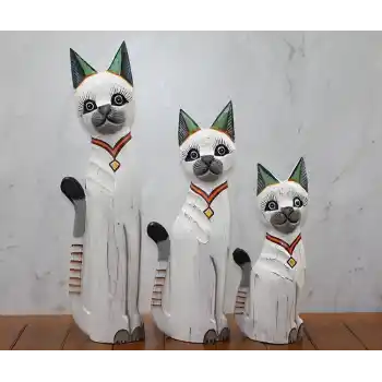 Ahşap 3Lü Kedi Seti 50 Cm Okas:1