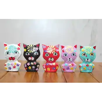 Ahşap 5Li Kedi Seti Polos:5