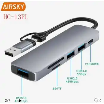 Airsky Hc13Fl 5 İn 1 Usb Type-C 2 İn 1 Çevirici