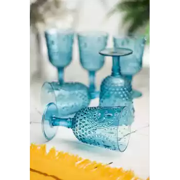 Akrilik Aquamarin 6lı Kadeh & Su Meşrubat Kahve Yanı Bardağı 450 ml ( Cam Değildir )