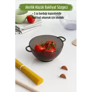 Akrilik Füme Mini Pirinç Süzgeçi & Bakliyat Süzgeçi (3 SU BARDAĞI ÖLÇÜLÜ)