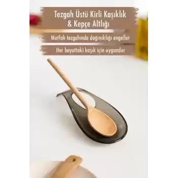 Akrilik Füme Tezgah Üstü Kirli Kaşıklık & Kepçe Altlığı