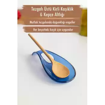Akrilik Mavi Tezgah Üstü Kirli Kaşıklık & Kepçe Altlığı