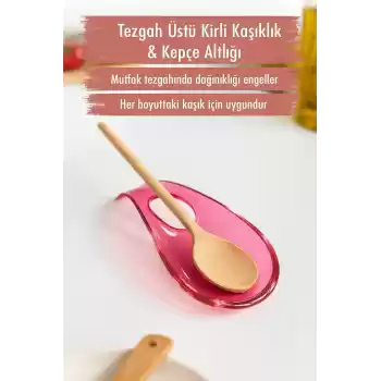 Akrilik Mürdüm Tezgah Üstü Kirli Kaşıklık & Kepçe Altlığı