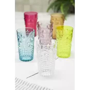 Akrilik Renkli 6lı Uzun Bardak & Su Meşrubat Bardağı 750 ml ( Büyük Boy & Cam Değildir )
