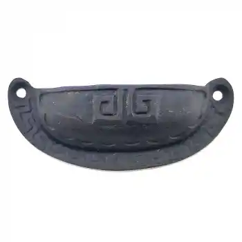 Antika Tarz Dekoratif Pirinç Çizgili Tas Mobilya Kulbu - 37x90 mm, Oksit