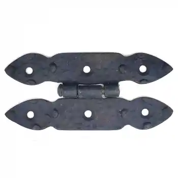 Antika Tarz Dekoratif Pirinç Düğmeli Menteşe - 117x57 mm, Oksit