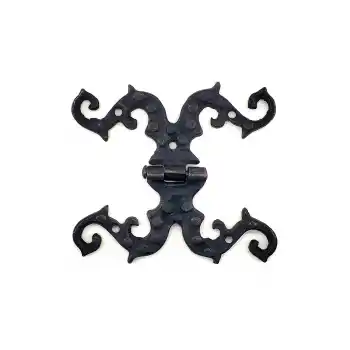 Antika Tarz Dekoratif Pirinç Süslü Menteşe - 100x90 mm, Oksit